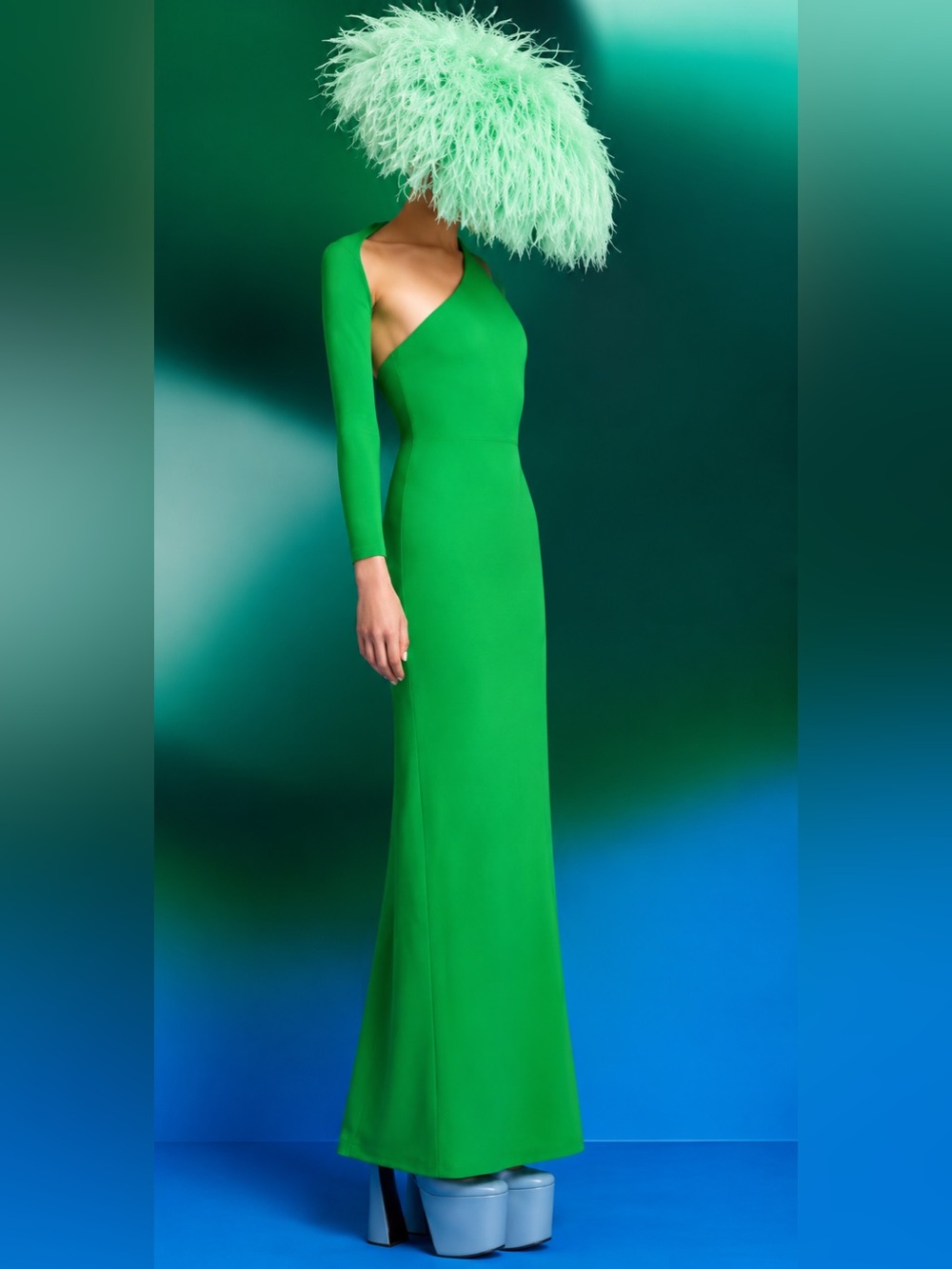 Solace London Saren Green One Shoulder Maxi Gown Formal Dress NWOT Size 6 - Picture 7 of 8